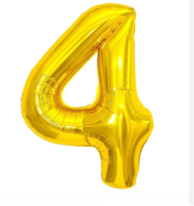 NUMERO 4 METALIZADO 16 PULGADAS  DORADO