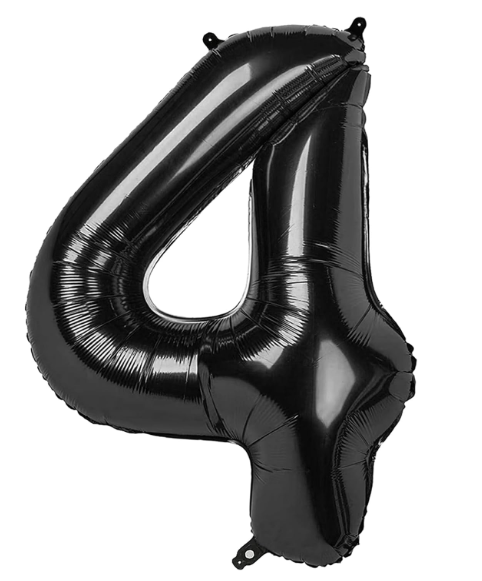 NUMERO 4 METALIZADO 16 PULGADAS  NEGRO