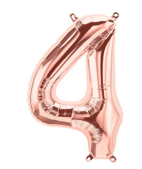 NUMERO 4 METALIZADO 16 PULGADAS  ORO ROSA