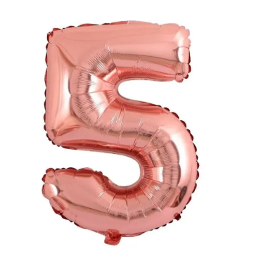 NUMERO 5 METALIZADO 16 PULGADAS  ORO ROSA
