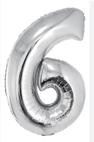 NUMERO 6 METALIZADO 16 PULGADAS  PLATEADO