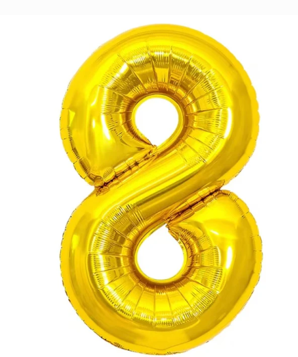 NUMERO 8 METALIZADO 16 PULGADAS  DORADO
