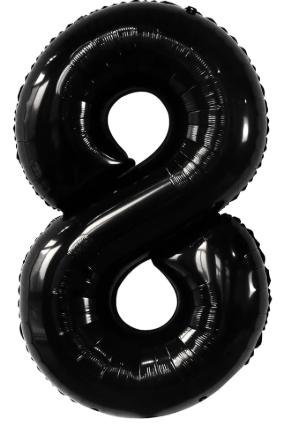 NUMERO 8 METALIZADO 16 PULGADAS  NEGRO