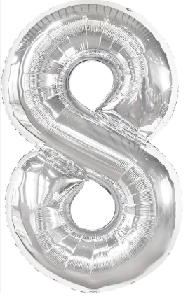 NUMERO 8 METALIZADO 16 PULGADAS  PLATEADO