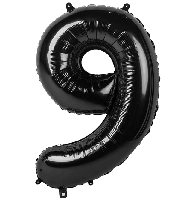 NUMERO 9 METALIZADO 16 PULGADAS  NEGRO