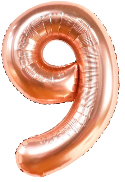 NUMERO 9 METALIZADO 16 PULGADAS  ORO ROSA