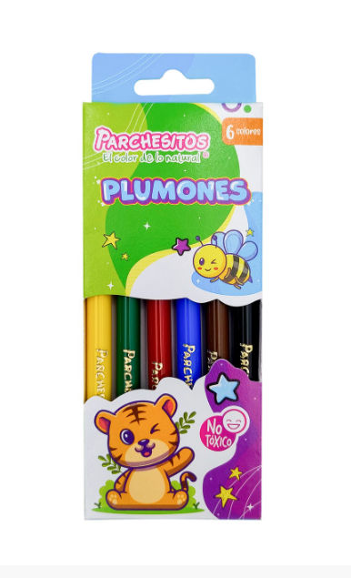 PLUMONES PARCHESITOS DELGADOS X6