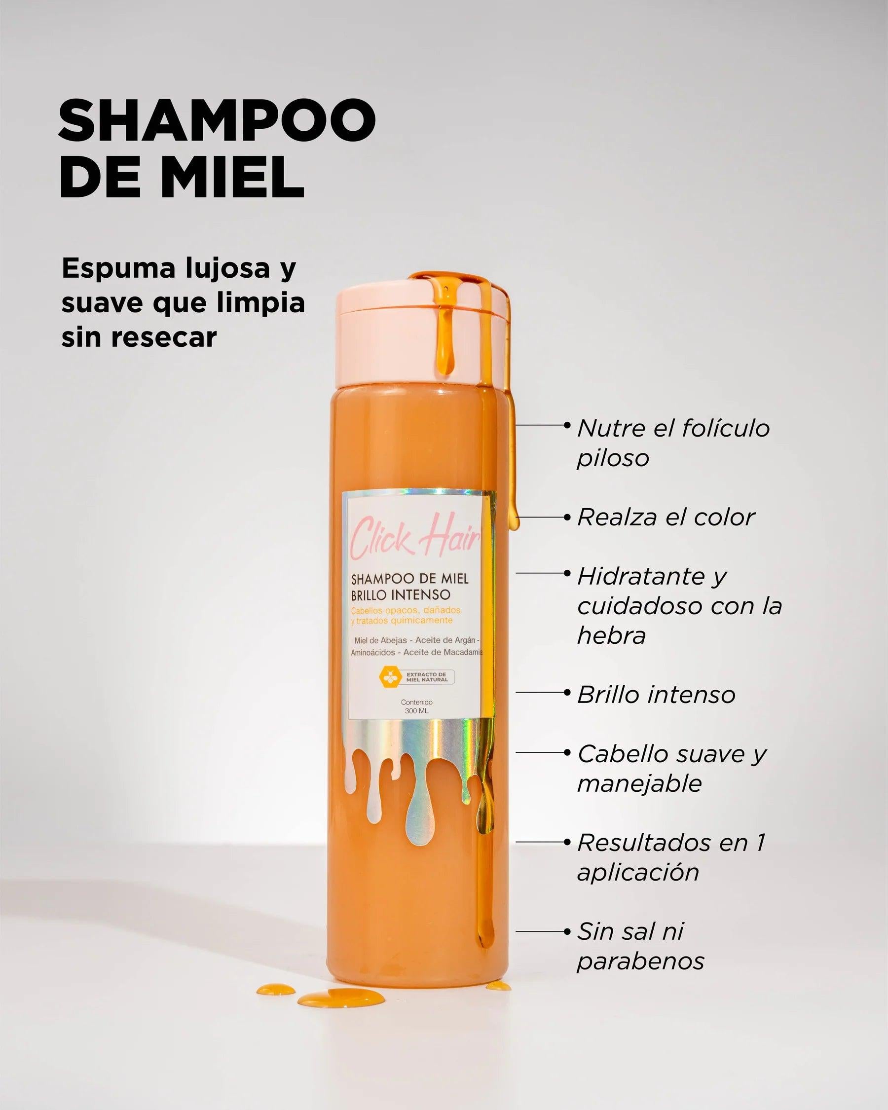 Shampoo Miel Brillo Intenso Click Hair 300ml
