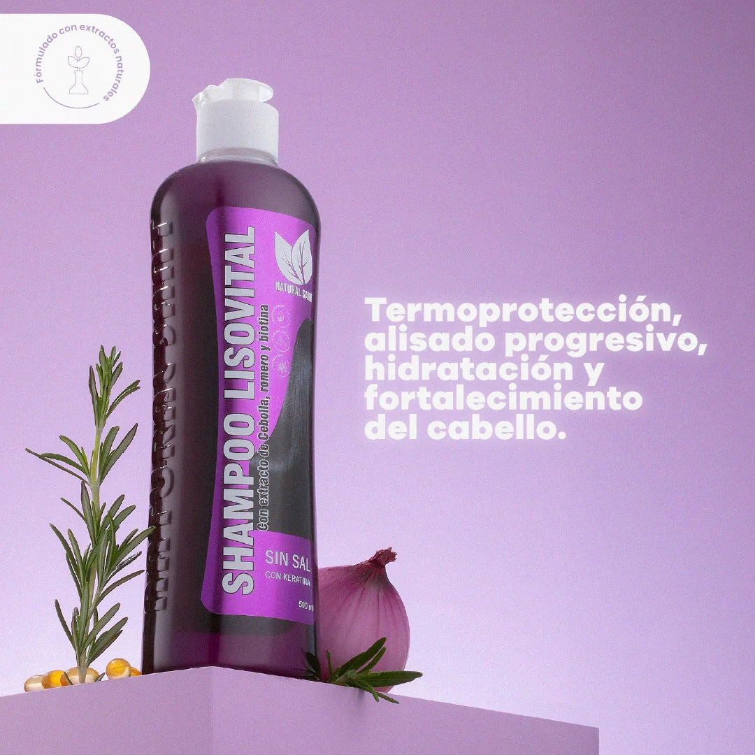 Shampoo Lisovital Sin Sal con Keratina 500ml Natural Sant