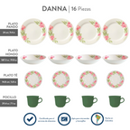 VAJILLA DANNA 16 PIEZAS 4 PUESTOS CORONA