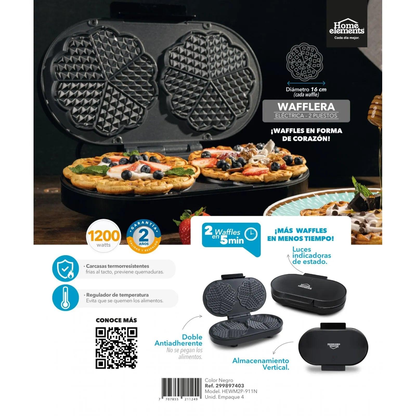 Waflera 2 Puestos Home Elements Negra