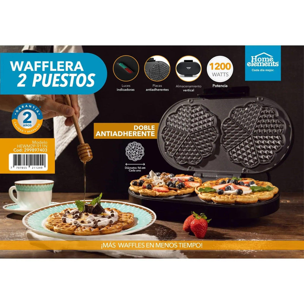 Waflera 2 Puestos Home Elements Negra