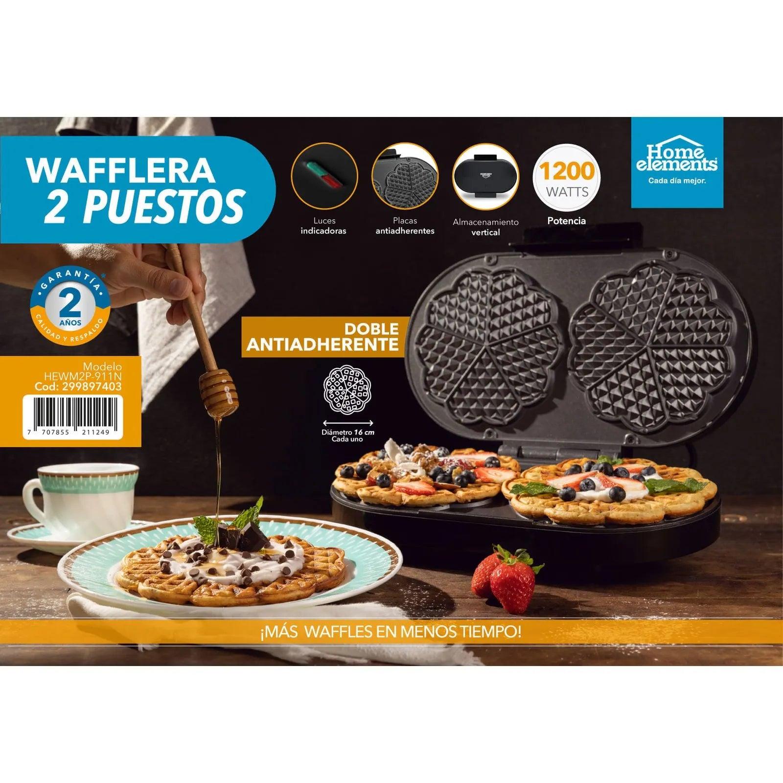 Waflera 2 Puestos Home Elements Negra